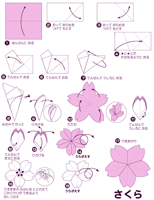 Cara Membuat  Kertas  Origami  Bunga  Sakura  Tutorial 